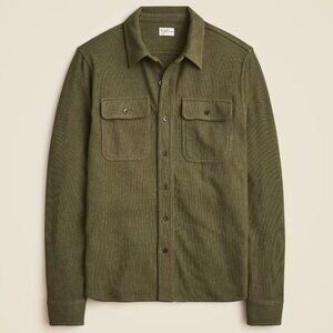 J Crew Flannel Shirt Mens Green Collared Sweater Super Soft Button Up (L, XL)